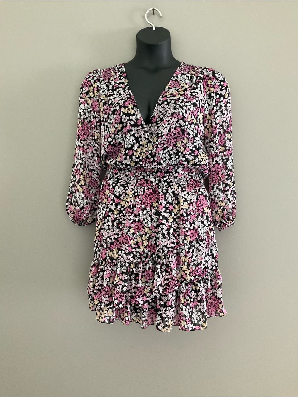 Michael Kors, Black, Pink & Yellow, Floral Dress